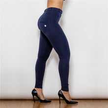 Load image into Gallery viewer, 47047MWDblueK Shascullfites Middle Waist Dark Blue Knitted Leggings