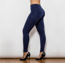 Load image into Gallery viewer, 47047MWDblueK Shascullfites Middle Waist Dark Blue Knitted Leggings