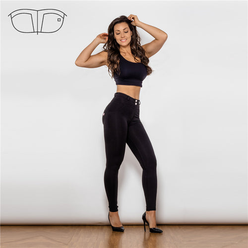 49049MWBK Shascullfites Middle Waist Black Knitted Leggings