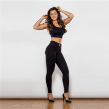 Load image into Gallery viewer, 49049MWBK Shascullfites Middle Waist Black Knitted Leggings