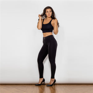 49049MWBK Shascullfites Middle Waist Black Knitted Leggings