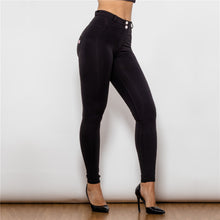 Load image into Gallery viewer, 49049MWBK Shascullfites Middle Waist Black Knitted Leggings