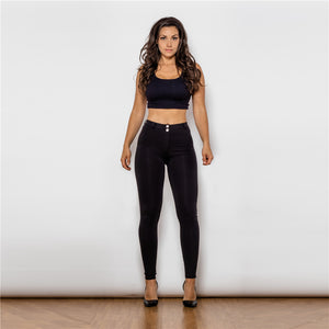49049MWBK Shascullfites Middle Waist Black Knitted Leggings