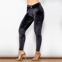 Load image into Gallery viewer, 323MWBCH Shascullfites Middle Waist Black Chenille Leggings