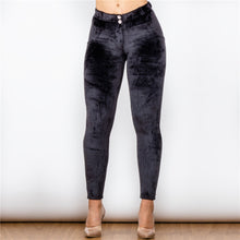 Load image into Gallery viewer, 323MWBCH Shascullfites Middle Waist Black Chenille Leggings