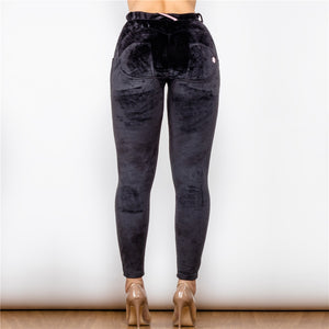 323MWBCH Shascullfites Middle Waist Black Chenille Leggings