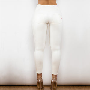8008HWSWL Shascullfites High Waist Shinning White Leather Leggings