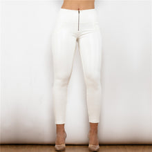 Load image into Gallery viewer, 8008HWSWL Shascullfites High Waist Shinning White Leather Leggings