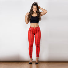 Load image into Gallery viewer, 2125MRSPlulu Shascullfites lulu Mid Waist Red Snake Pattern Printing Leggings