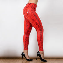 Load image into Gallery viewer, 2125MRSPlulu Shascullfites lulu Mid Waist Red Snake Pattern Printing Leggings