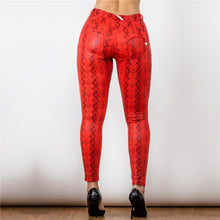 Load image into Gallery viewer, 2125MRSPlulu Shascullfites lulu Mid Waist Red Snake Pattern Printing Leggings