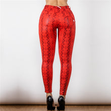 Load image into Gallery viewer, 2125MRSPlulu Shascullfites lulu Mid Waist Red Snake Pattern Printing Leggings