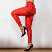 Load image into Gallery viewer, 2125MRSPlulu Shascullfites lulu Mid Waist Red Snake Pattern Printing Leggings