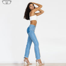 Load image into Gallery viewer, 90090LMZJ Shascullfites Light Blue Multiple Zippers Jeans