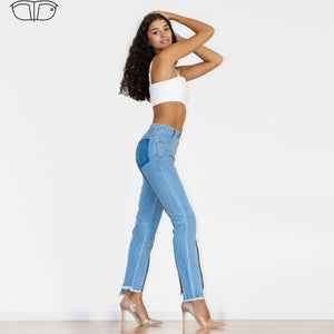 90090LMZJ Shascullfites Light Blue Multiple Zippers Jeans