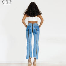 Load image into Gallery viewer, 90090LMZJ Shascullfites Light Blue Multiple Zippers Jeans