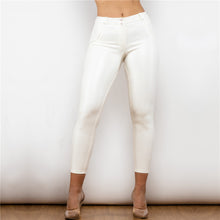 Load image into Gallery viewer, 9009MWSWL Shascullfites Middle Waist Shinning White Leather Leggings