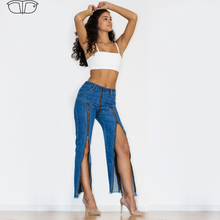 Load image into Gallery viewer, 91091DMZJ Shascullfites Dark Blue Multiple Zippers Jeans
