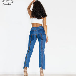 91091DMZJ Shascullfites Dark Blue Multiple Zippers Jeans