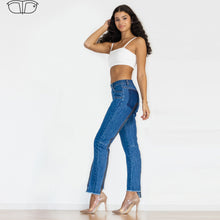 Load image into Gallery viewer, 91091DMZJ Shascullfites Dark Blue Multiple Zippers Jeans