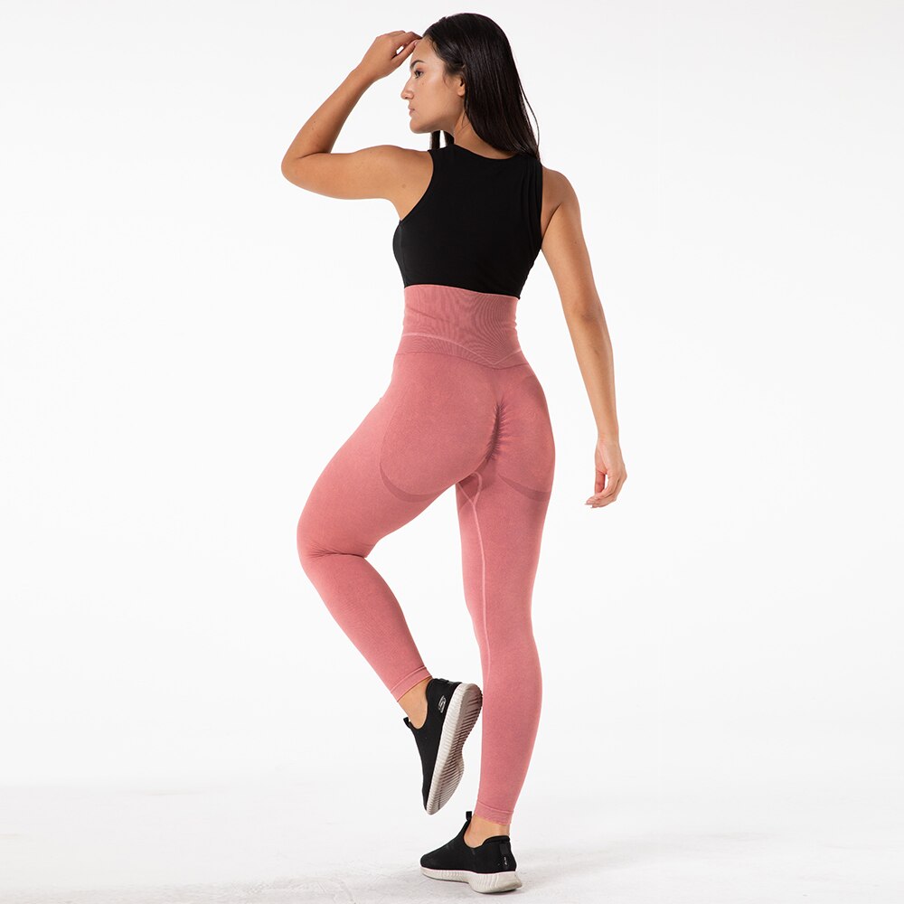 SSL020 Shascullfites Melody Scrunch Butt Running Training Leggings Seamless Yoga Pants High Waist Belly Control Sports Leggings Pink
