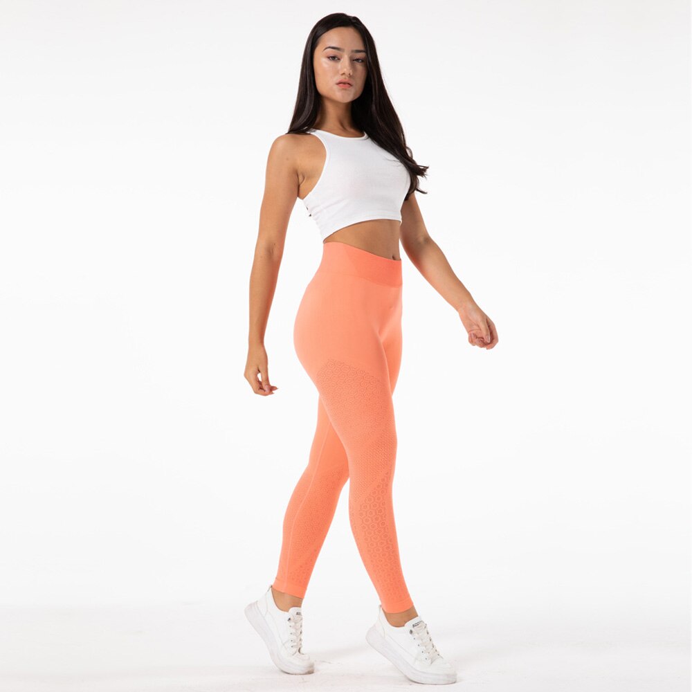 SSL001 Shascullfites Melody Seamless Yoga Pants Hollow Out Push Up Leggings For Women Sport Fitness Coral Red Yoga Legging High Waist