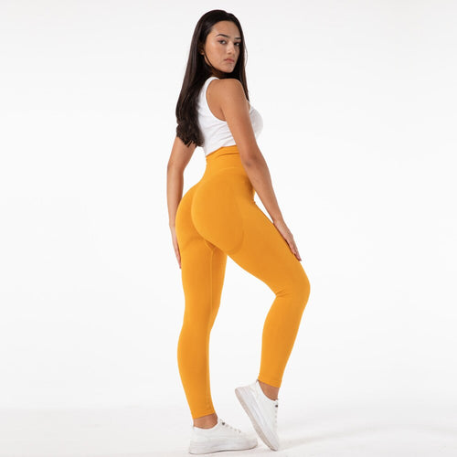 SSL002 Shascullfites Melody Gym Seamless Leggings High Waist Booty Leggings Scrunch Leggings Yellow Yoga Pants Compression Pants Women