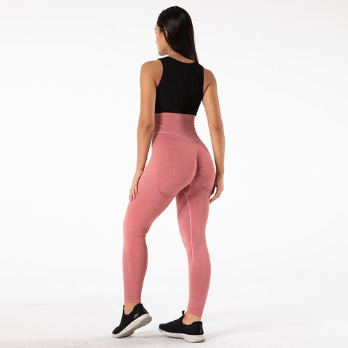 SSL020 Shascullfites Melody Scrunch Butt Running Training Leggings Seamless Yoga Pants High Waist Belly Control Sports Leggings Pink