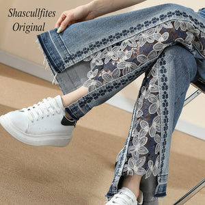 OR04 Shascullfites Original High Waist Loose Women Fitting Pants Wide Leg Jeans Straight Baggy Jeans