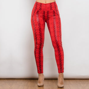 2126HRSPlulu Shascullfites High Waist Red Snake Pattern Printing lulu