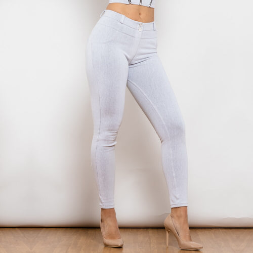 1013WJMJ Shascullfites White Jeans Middle Waist Jeggings