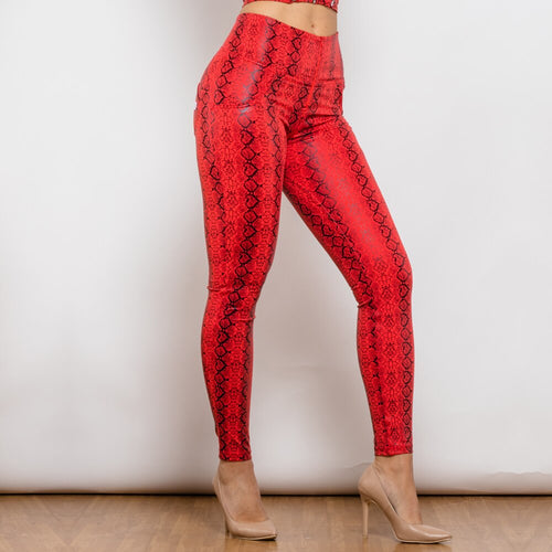 2126HRSPlulu Shascullfites High Waist Red Snake Pattern Printing lulu