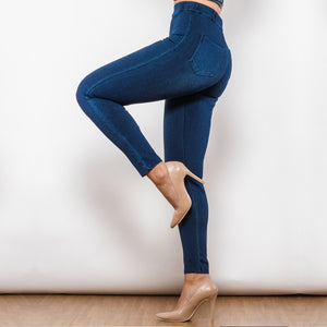 602BHPJ Shascullfites Blue High Waist Pull On Jeggings