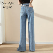 Load image into Gallery viewer, OR03 Shascullfites Original Woman New High Street Buttons Split Wide Leg Straight Jeans Women Fashion Casual Pants Women&#39;s Jeans