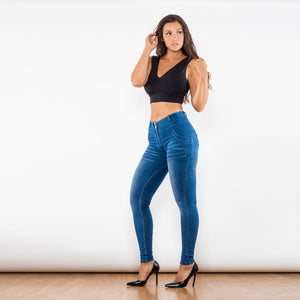 97097BWMLJ Shascullfites Blue Washed Middle Waist Lifting Jeggings