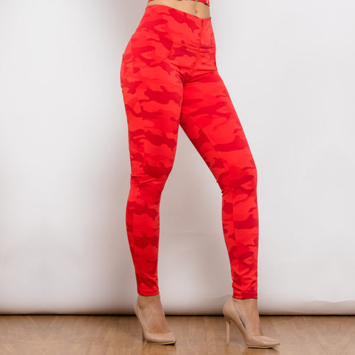 2121RluluCPHP Shascullfites Red lulu Camo Printed Hight Waist Pants