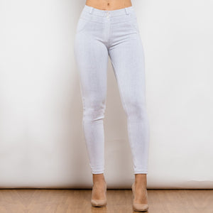 1013WJMJ Shascullfites White Jeans Middle Waist Jeggings