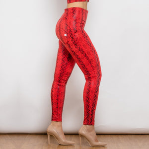 2126HRSPlulu Shascullfites High Waist Red Snake Pattern Printing lulu