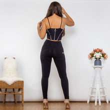 Load image into Gallery viewer, T48048 Shascullfites Melody Body Shaper Set Black Cotton Zipper Push Up Top High Waist Butt Lift Leggings Elegant Women&#39;s Sets