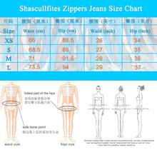 Load image into Gallery viewer, 91091DMZJ Shascullfites Dark Blue Multiple Zippers Jeans