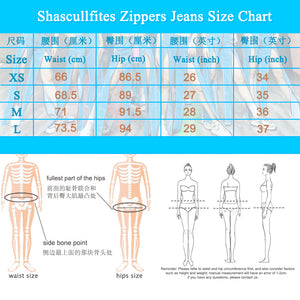 90090LMZJ Shascullfites Light Blue Multiple Zippers Jeans